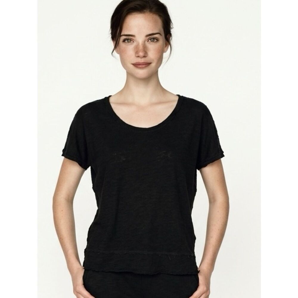 ANTHROPOLOGIE | BORDEUX Black Short Sleeve Tee with Exposed Back Seam Women’s XS